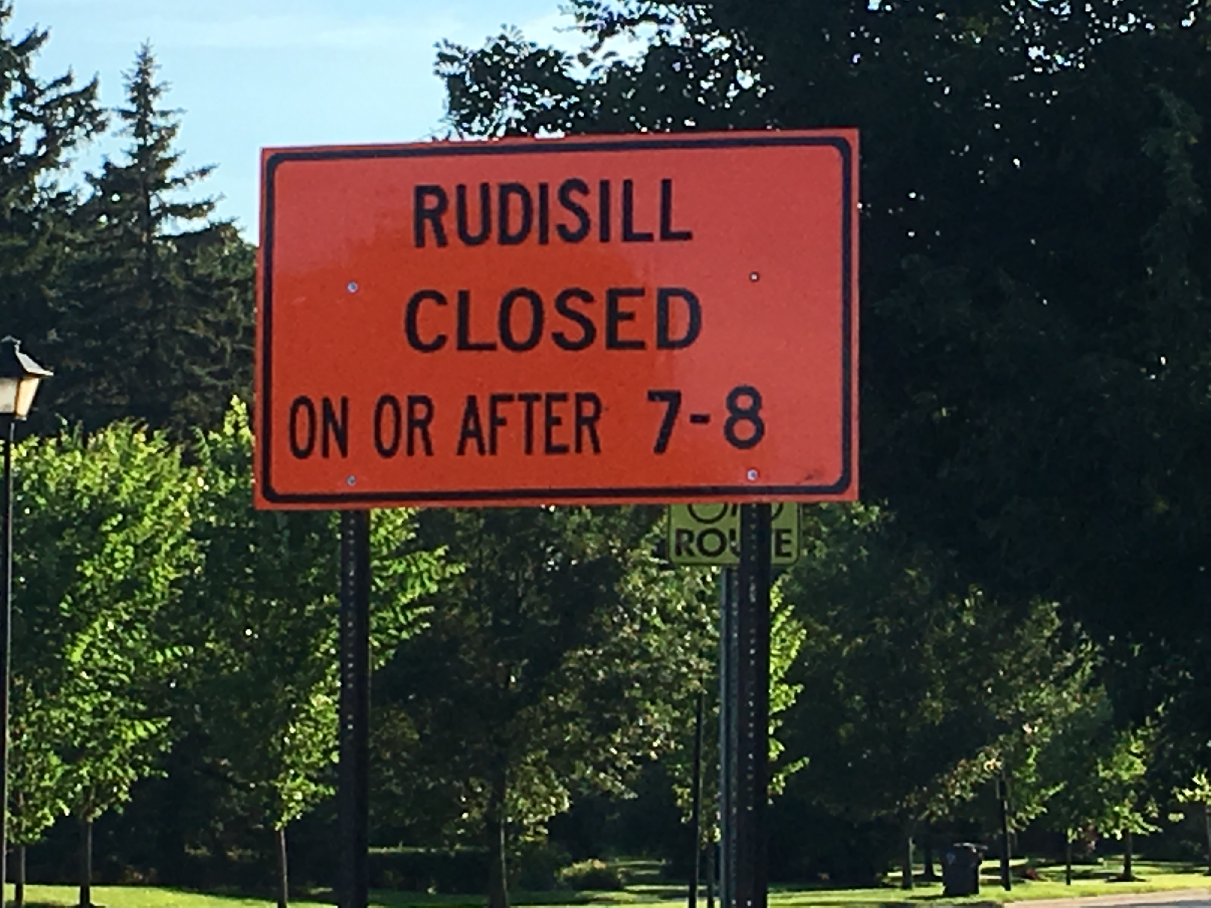Sign posted about closure